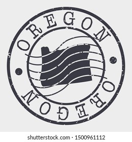 Oregon Stamp Postal. Map Silhouette Seal. Passport Round Design. Vector Icon. Design Retro Travel.