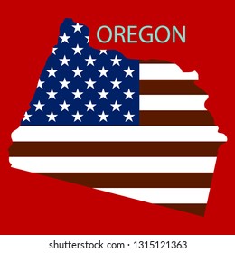 Oregon state of America with map. Flag print on map of USA for geographic themes. Map of Oregon state.