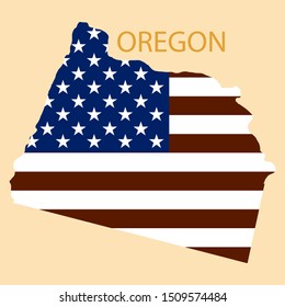 Oregon state of America with map. Flag print on map of USA for geographic themes. Map of Oregon state.