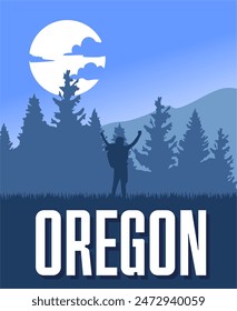 oregon state with beautiful forest and sky background