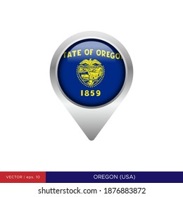Oregon State Flag Map Pin Icon Vector Illustration Design Template.