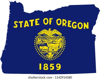 Oregon State Flag Seal Love Heart United States America American Illustration