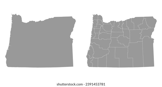 Oregon state gray maps. Vector illustration.