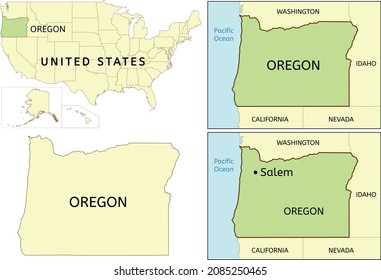 Oregon state location on map of USA