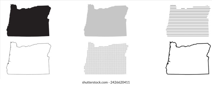 Oregon State Map Black. Silueta de mapa de Oregón aislado sobre fondo transparente. Ilustración vectorial. Variantes.