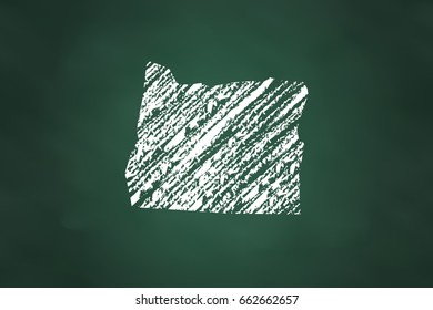 Oregon State Map Chalk Style. Vector Illustration