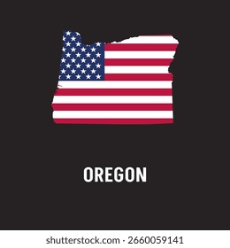 Oregon state map contour. In style of USA flag.