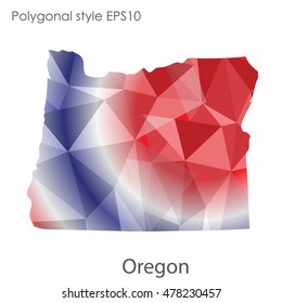 Oregon state map in geometric polygonal style.Abstract gems triangle,modern design background. Vector illustration EPS10