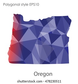Oregon state map in geometric polygonal style.Abstract gems triangle,modern design background. Vector illustration EPS10