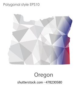 Oregon state map in geometric polygonal style.Abstract gems triangle,modern design background. Vector illustration EPS10