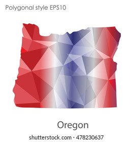 Oregon state map in geometric polygonal style.Abstract gems triangle,modern design background. Vector illustration EPS10