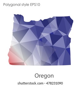 Oregon state map in geometric polygonal style.Abstract gems triangle,modern design background. Vector illustration EPS10