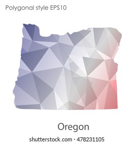 Oregon state map in geometric polygonal style.Abstract gems triangle,modern design background. Vector illustration EPS10