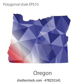 Oregon state map in geometric polygonal style.Abstract gems triangle,modern design background. Vector illustration EPS10