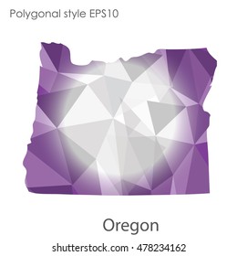 Oregon state map in geometric polygonal style.Abstract gems triangle,modern design background. Vector illustration EPS10