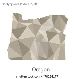 Oregon state map in geometric polygonal style.Abstract gems triangle,modern design background. Vector illustration EPS10