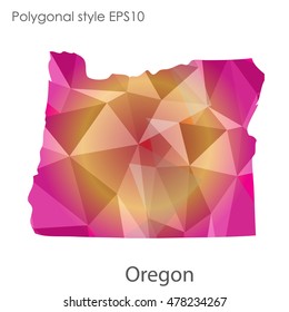 Oregon state map in geometric polygonal style.Abstract gems triangle,modern design background. Vector illustration EPS10
