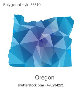 Oregon state map in geometric polygonal style.Abstract gems triangle,modern design background. Vector illustration EPS10