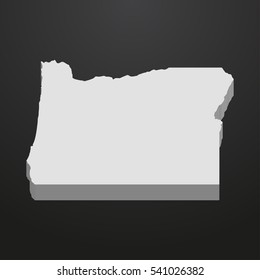 Oregon State map in gray on a black background 3d