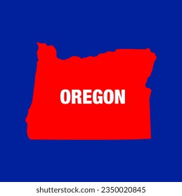 OREGON state map icon on blue background. OREGON USA state map.