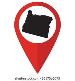 Oregon state map. Map of Oregon state on map pinpoint in red color
