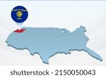 Oregon state map on United States of America map in perspective. Vector presentation.