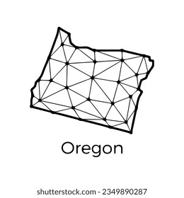 Oregon state map polygonal illustration made of lines and dots, isolated on white background. US state low poly design