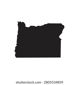 Oregon State Map Silhouette Icon on White Background
