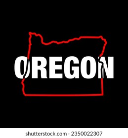 Oregon state map typography on black background.