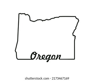 Oregon State Map. US State Map. Oregon Outline Symbol. Retro Typography. Vector Illustration