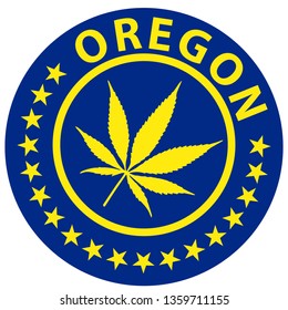 Oregon State Marijuana Logo, Rubber Round Stamp, Badge, Icon, Weed, Cannabis