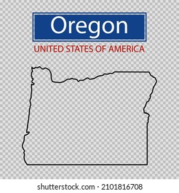 Oregon State Skizze Karte, United States of America Line Symbol, Karte Grenzen des US-Bundesstaates Oregon.