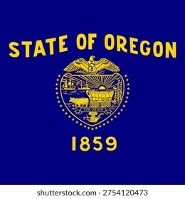 Oregon state square flag. Part of The United States of America. Clean design for print, web, or educational use. Vector illustration.