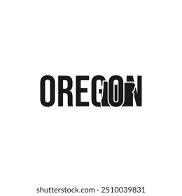 oregon state symbol, map icon with vector silhouette