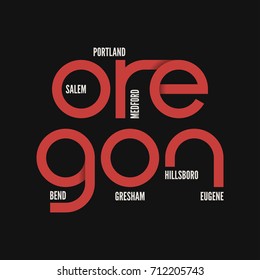 Oregon state. T-shirt and apparel vector design, print, typography, poster, emblem.