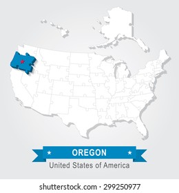 Oregon state. USA administrative map.
