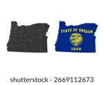 Oregon state of USA. Oregon flag and territory. States of America territory on white background. Separate states. Vector