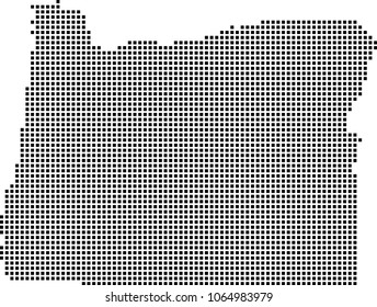 Oregon state of USA map dots vector outline illustration background. Dotted map of Oregon state of United States of America. Creative pixel art map with highly detailed border 