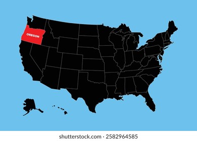 Oregon State, USA, vector map isolated on United states map. Editable blank vector map of USA.