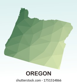 Oregon States Map, Polygonal Geometric,Green Low Poly Styles, Vector Illustration eps 10, Modern Design, High Detailed