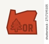 Oregon Trees and Map Outline Symbol Perfect for Print, Apparel, etc