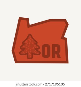 Oregon Árvores e Mapa Contorno Símbolo Perfeito para Impressão, Vestuário, etc