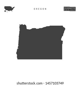 Oregon US State Blank Vector Map Isolated on White Background. High-Detailed Black Silhouette Map of Oregon.