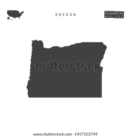 Oregon US State Blank Vector Map Isolated on White Background. High-Detailed Black Silhouette Map of Oregon.