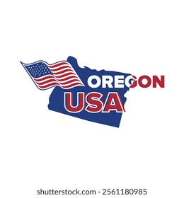 oregon USA city logo with oregon city map elements and United States flag for business identity and screen printing on t-shirts, shirts, etc.