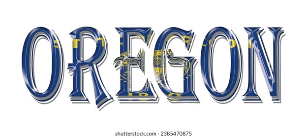 OREGON USA flag text font, 3D OREGON flag colorful background, OREGON flag vector illustration