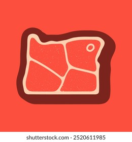 Oregon, USA map for steak meat logo. Vector retro black and red meat dishes logotype illustration. Graphic grill BBQ label, emblem, symbol. Premium beef restaurant badge