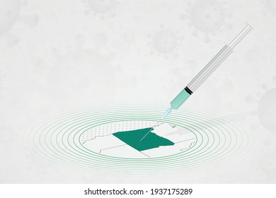 Oregon vaccination concept, vaccine injection in map of Oregon. Vaccine and vaccination against coronavirus, COVID-19. Vector template about Healthcare.