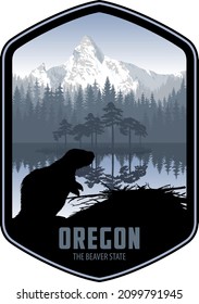 Oregon vector label with Beaver