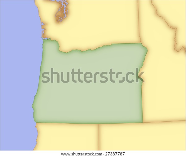 Oregon Vector Map Borders Surrounding States Stock Vector Royalty Free   Oregon Vector Map Borders Surrounding 600w 27387787 